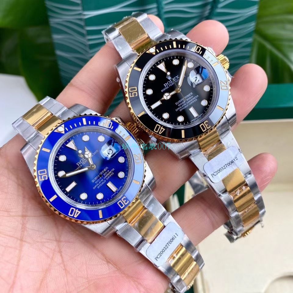  TOP  copy customized 包金ETA Movement  Rolex  Submariner 型116613LB-97203 top  Replica Copy  蓝盘 wrist watches (间金蓝水鬼) / R597