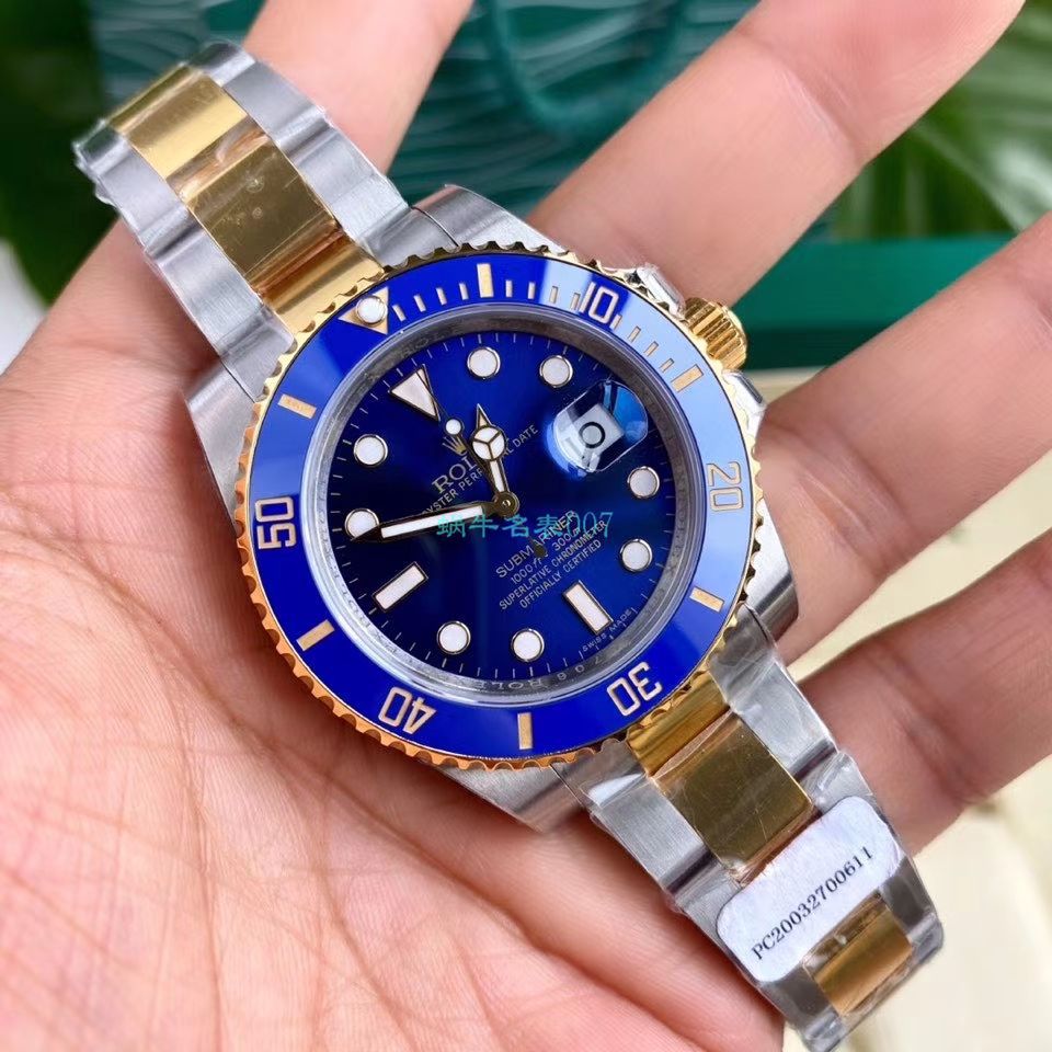  TOP  copy customized 包金ETA Movement  Rolex  Submariner 型116613LB-97203 top  Replica Copy  蓝盘 wrist watches (间金蓝水鬼) / R597