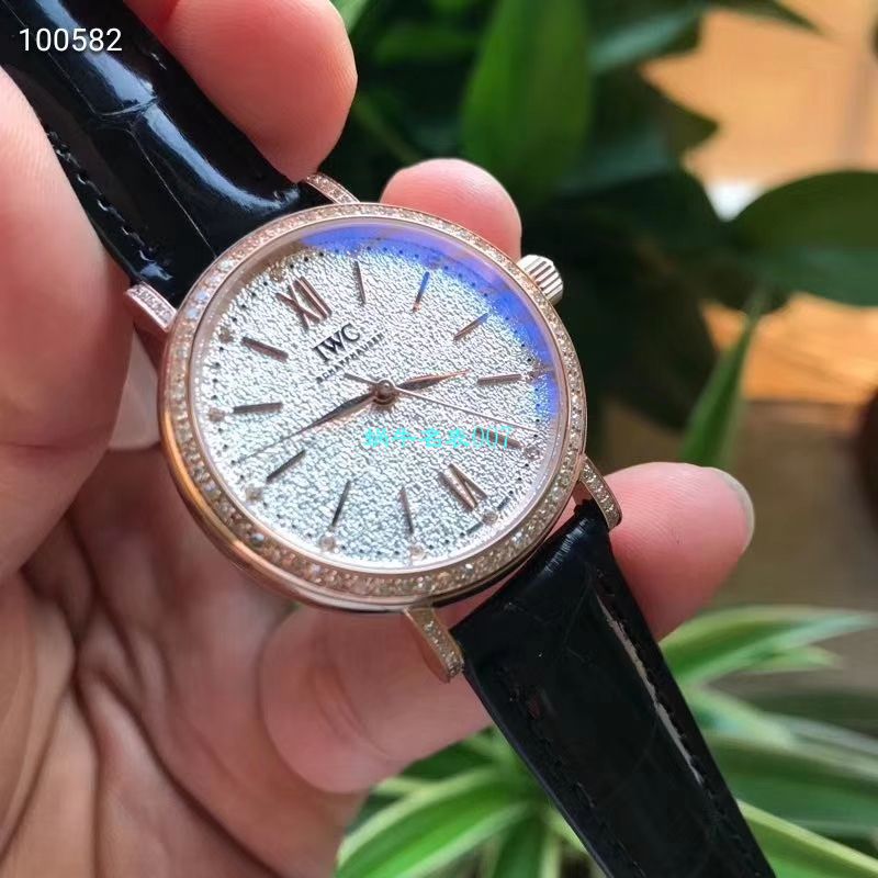 渠道原单 IWC 柏涛菲诺真钻瑞士 Movement 女表IW357406 wrist watches  / WG530