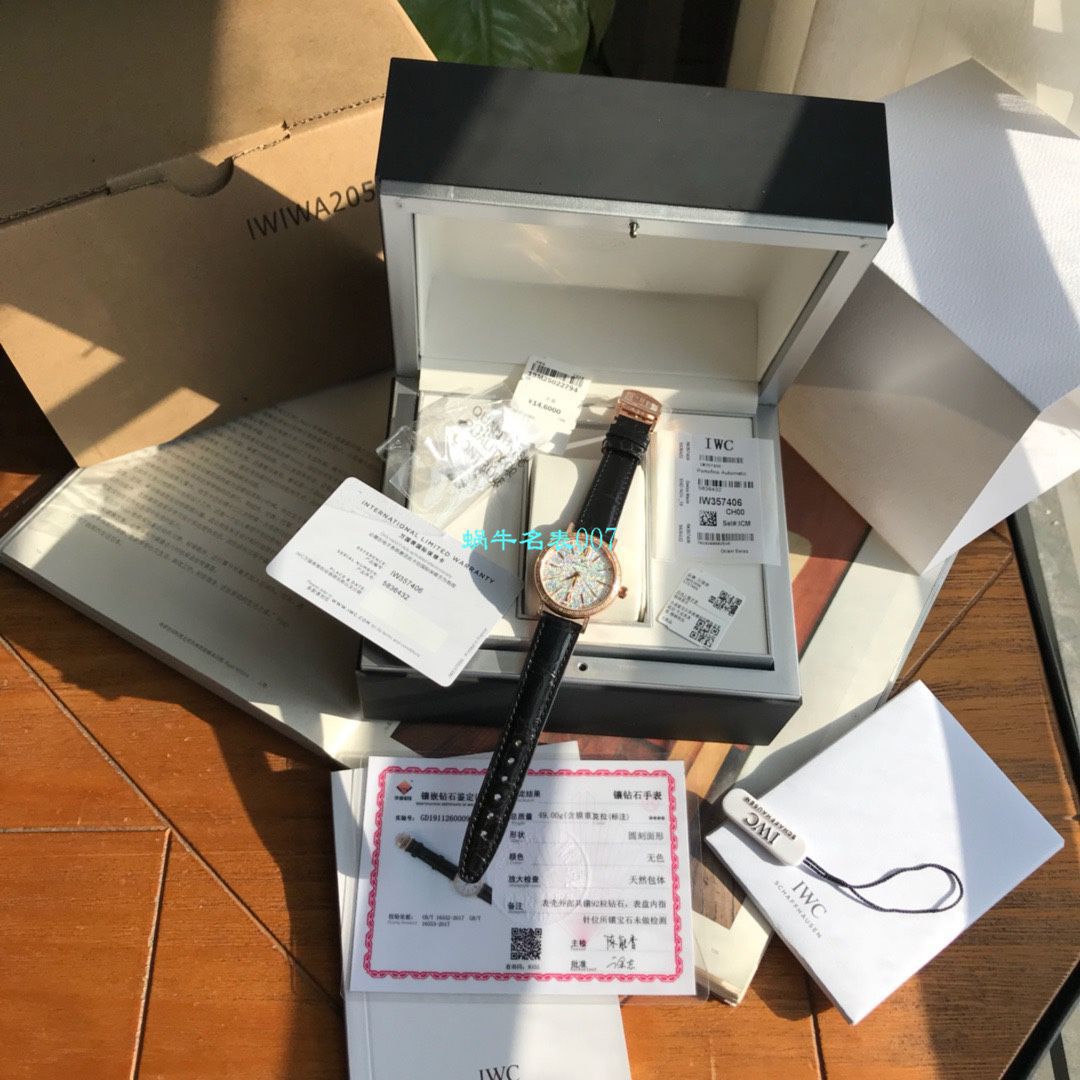 渠道原单 IWC 柏涛菲诺真钻瑞士 Movement 女表IW357406 wrist watches  / WG530
