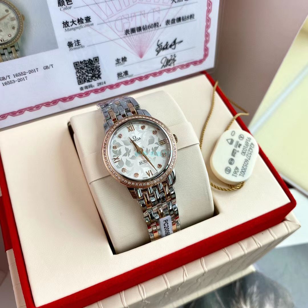 渠道原单真钻OMEGA碟飞女表424.25.27.60.55.002 wrist watches  / M700