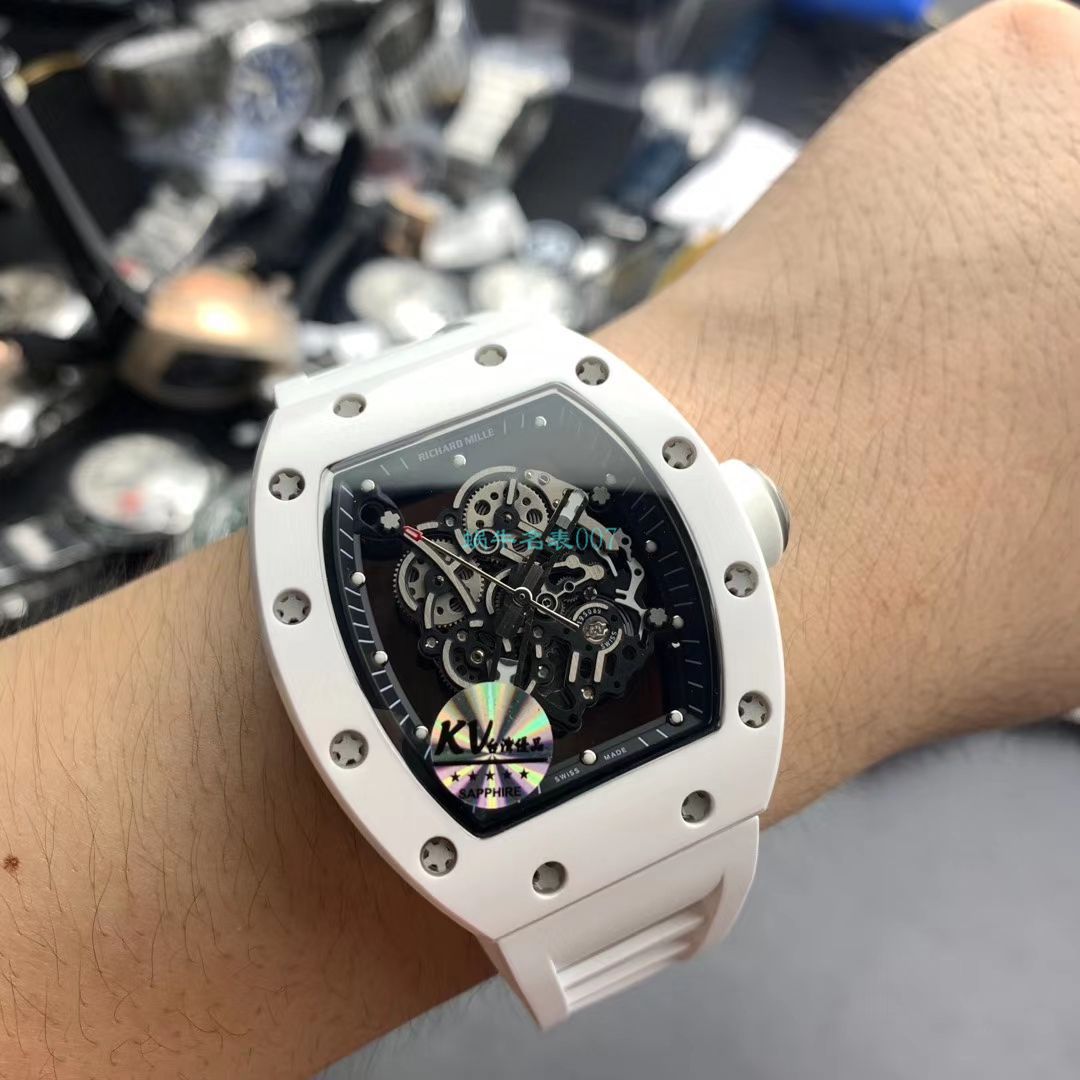 Video analysis KV台湾 Factory  Perfect  Replica 最新巨作！RICHARD MILLE RICHARD MILLE RM055白 Composite 白色橡胶带新款 / RM 055MM
