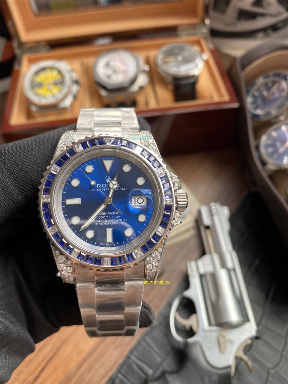 独家【 copy customized 真钻蓝水鬼罗志祥同款】 Rolex  top  Replica Copy  Submariner 型116619LB-97209 Watches  / R620