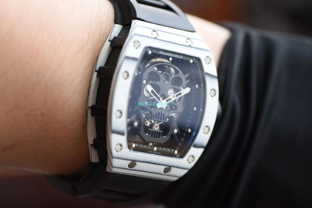 【 Video analysis 】JB Factory  RICHARD MILLE RM52-011比1 Copy  Watches 真 Tourbillon  carbon fiber 骷髅头鬼王 / RM52-01B