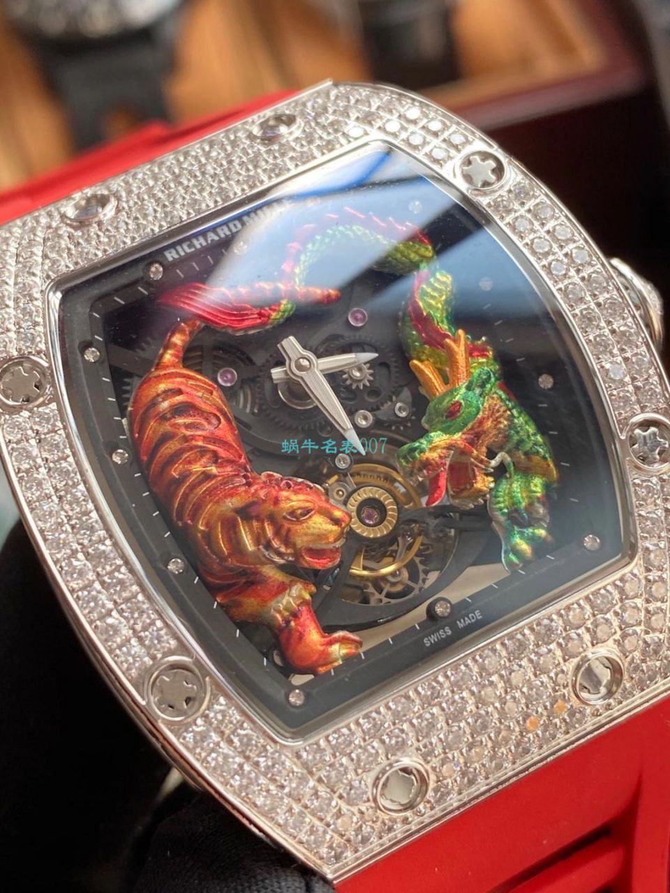  copy customized 款 RICHARD MILLE RM 51-01龙虎满钻真 High quality  Replica  Tourbillon  Watches  / RM 51-01