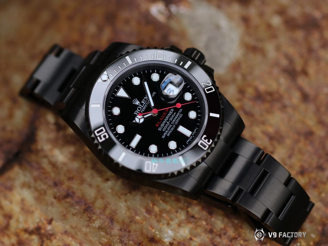 V9 Factory  Rolex 水鬼 top  Replica Watches BLAKEN  SUBMARINER  DATE LV官方同款曜黑改装版 / R670