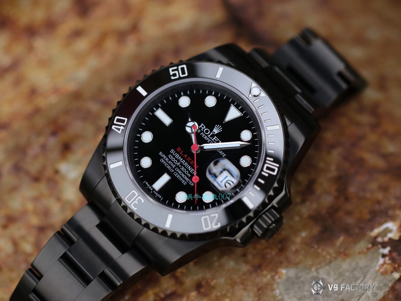 V9 Factory  Rolex 水鬼 top  Replica Watches BLAKEN  SUBMARINER  DATE LV官方同款曜黑改装版 / R670