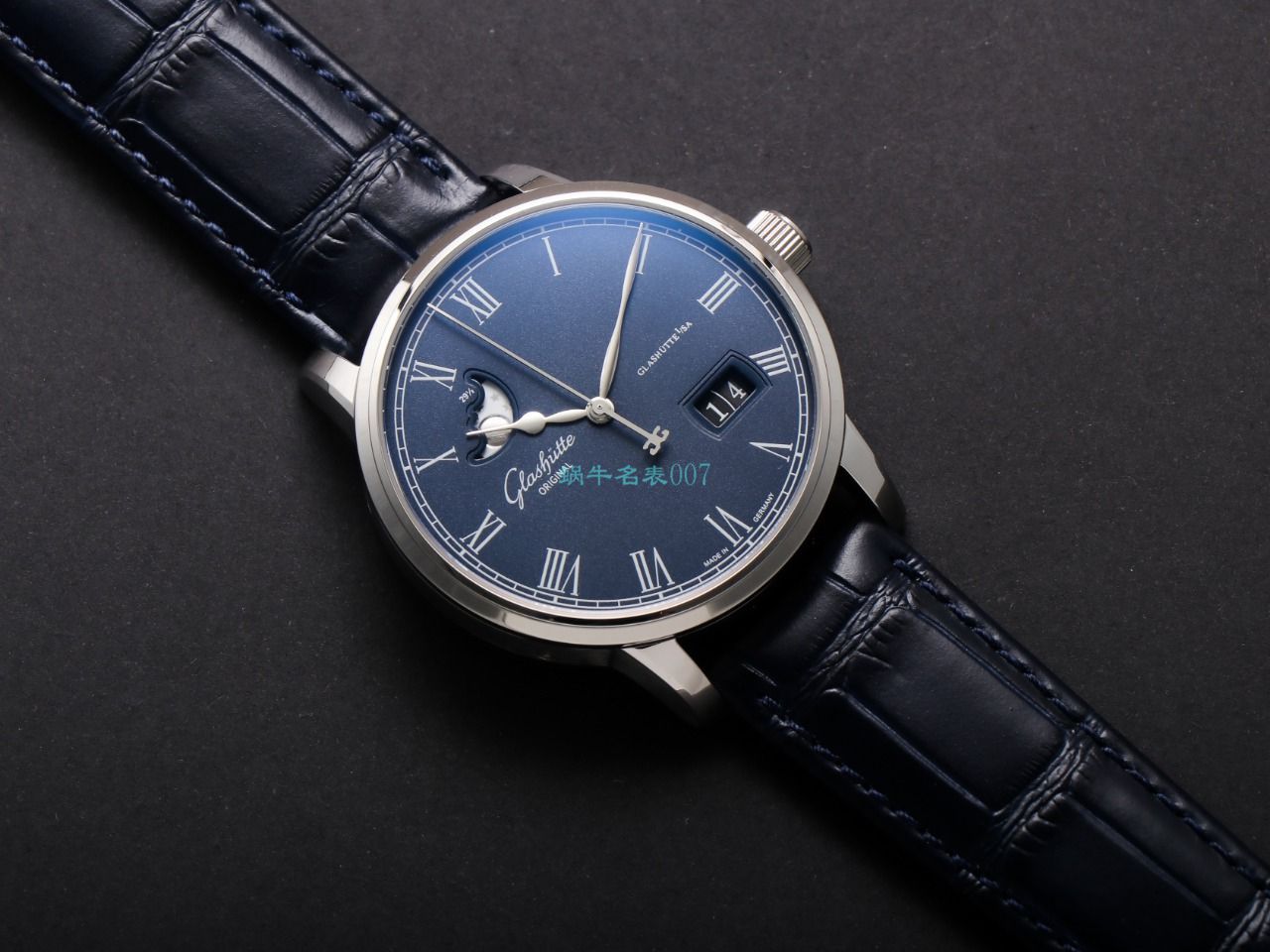 【视频最大的 Replica Watches 网站】V9 Factory glashuette original原创议员月相100-04-05-12-30 wrist watches  / GLA069