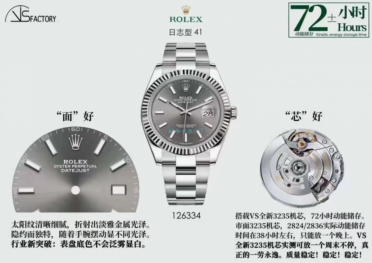 VS Factory  Perfect  top  Replica Copy  Rolex   Datejust 系列m126333-0009 Watches  / R700