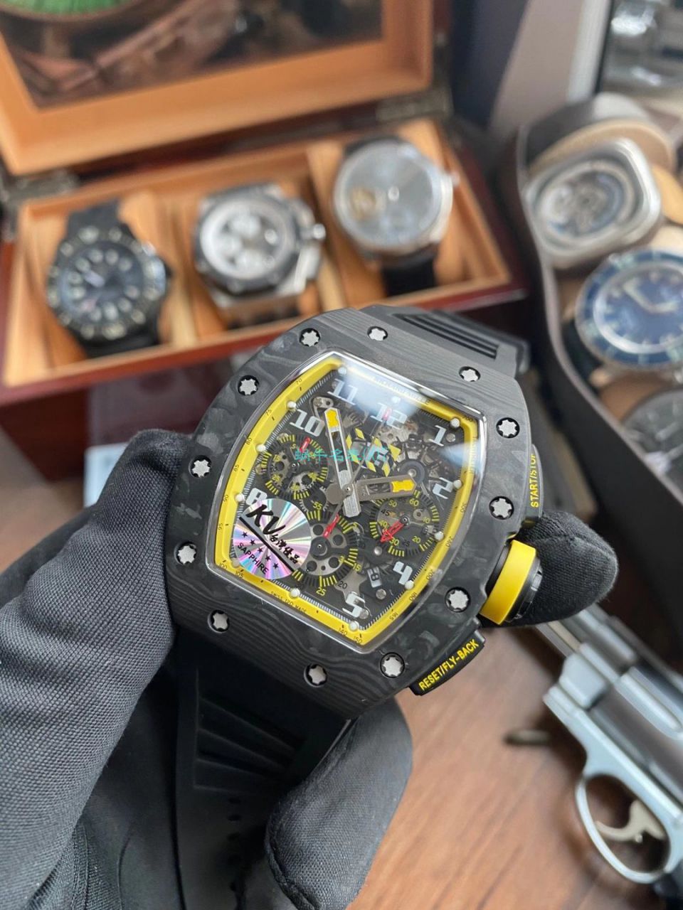 KV Factory  RICHARD MILLE RM011 Yellow Storm黄色风暴 Perfect  top  Copy  Watches  / KVRM011YellowStormB