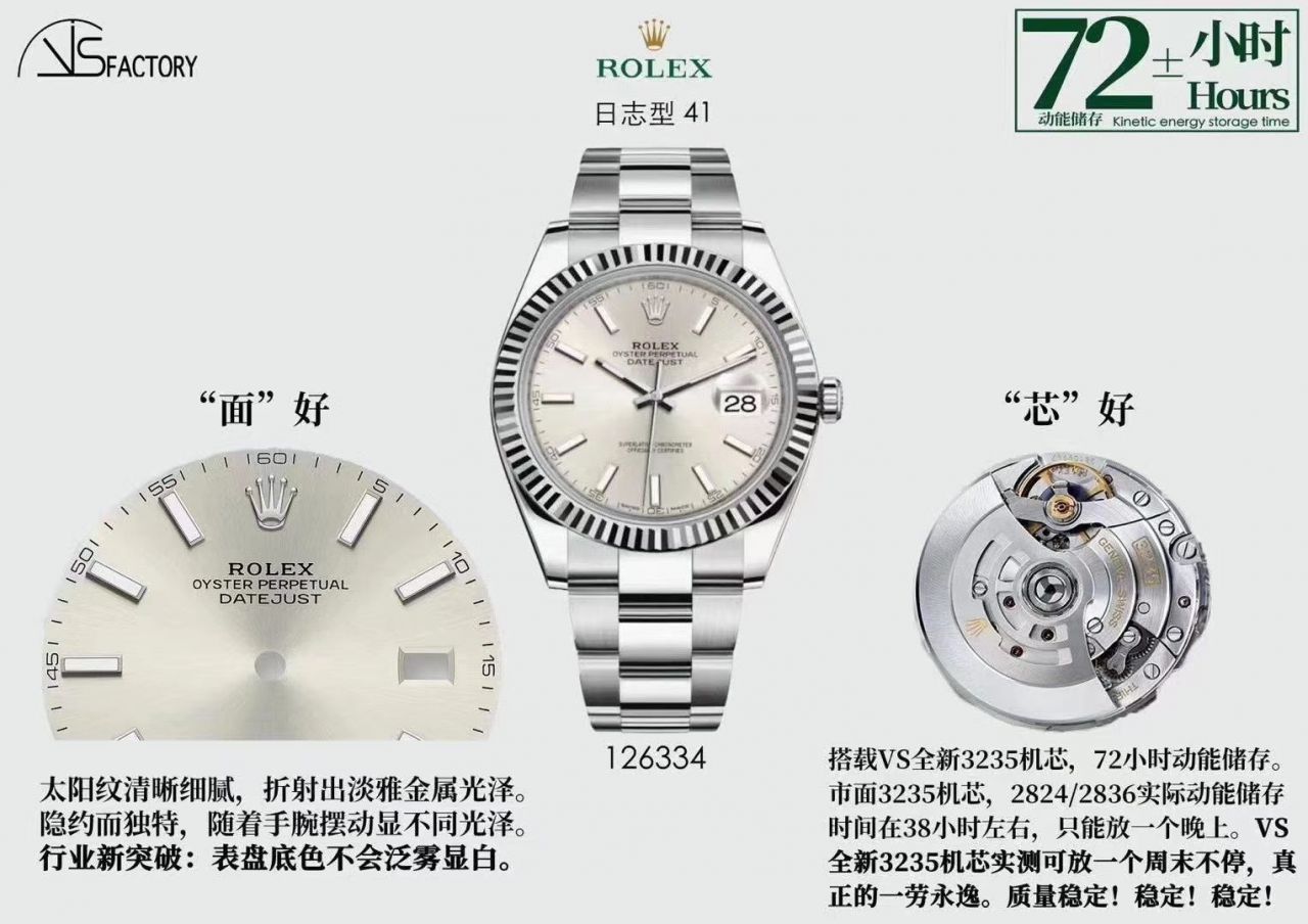 VS Factory  Rolex  Datejust 41毫米m126334-0002 top  Replica Copy  wrist watches  / R711