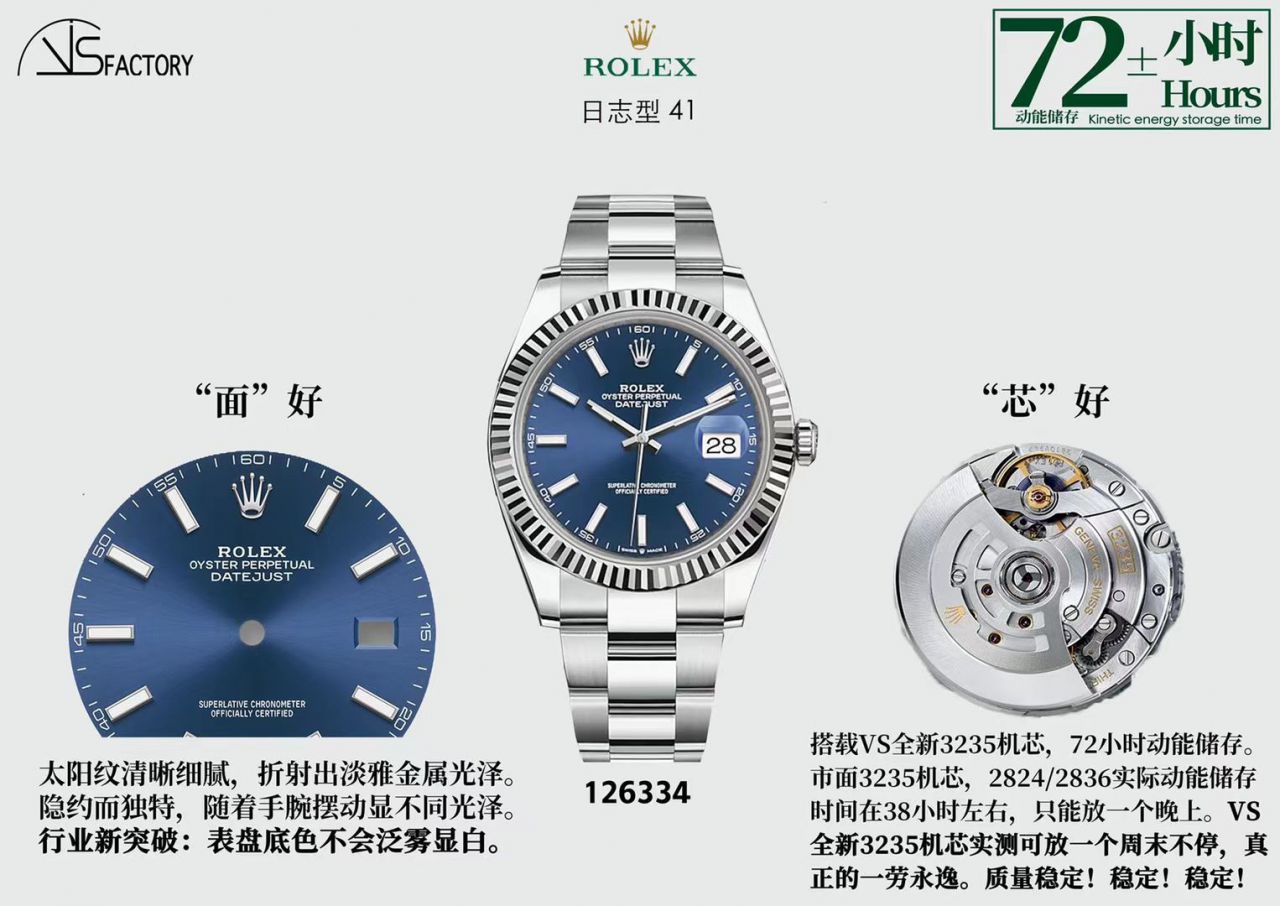 VS Factory  Rolex  Datejust 41毫米m126334-0002 top  Replica Copy  wrist watches  / R711