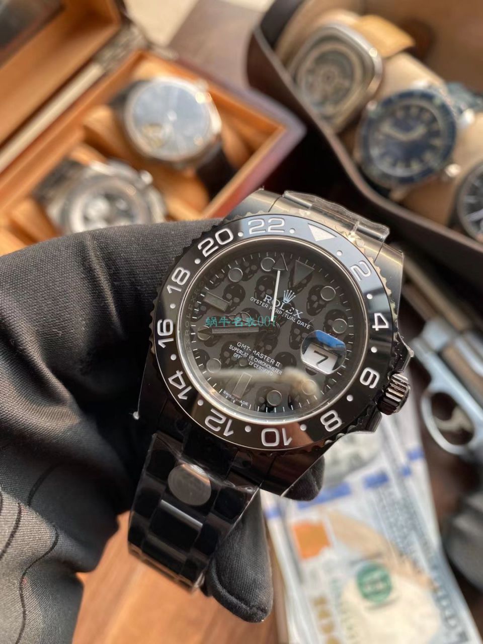LF Rolex TBLACK官方 copy customized 版REVENGE（米尔高斯复仇系列） GMT MASTER 可乐圈黑化骷髅面 / R716