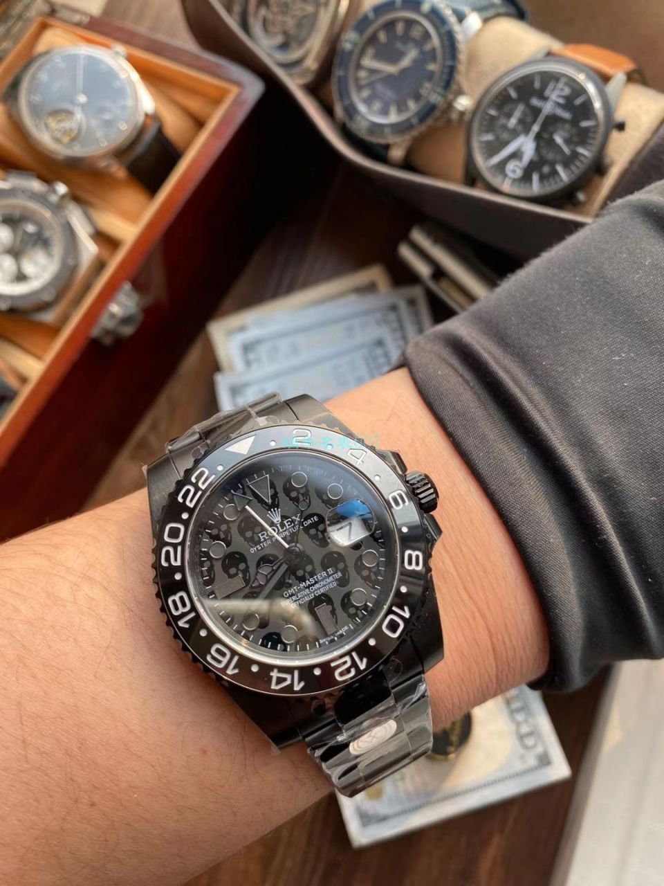 LF Rolex TBLACK官方 copy customized 版REVENGE（米尔高斯复仇系列） GMT MASTER 可乐圈黑化骷髅面 / R716
