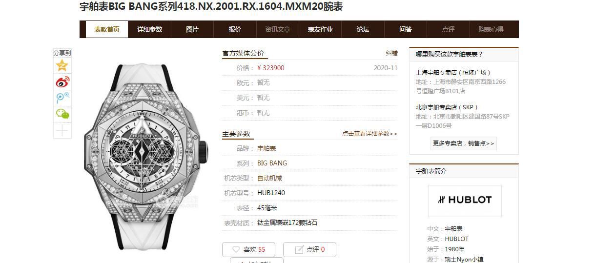 HB Factory  High quality  Replica Watches  hublot Big Bang Sang Bleu II 刺青二代418.OX.2001.RX.1604.MXM20 wrist watches  / YB117