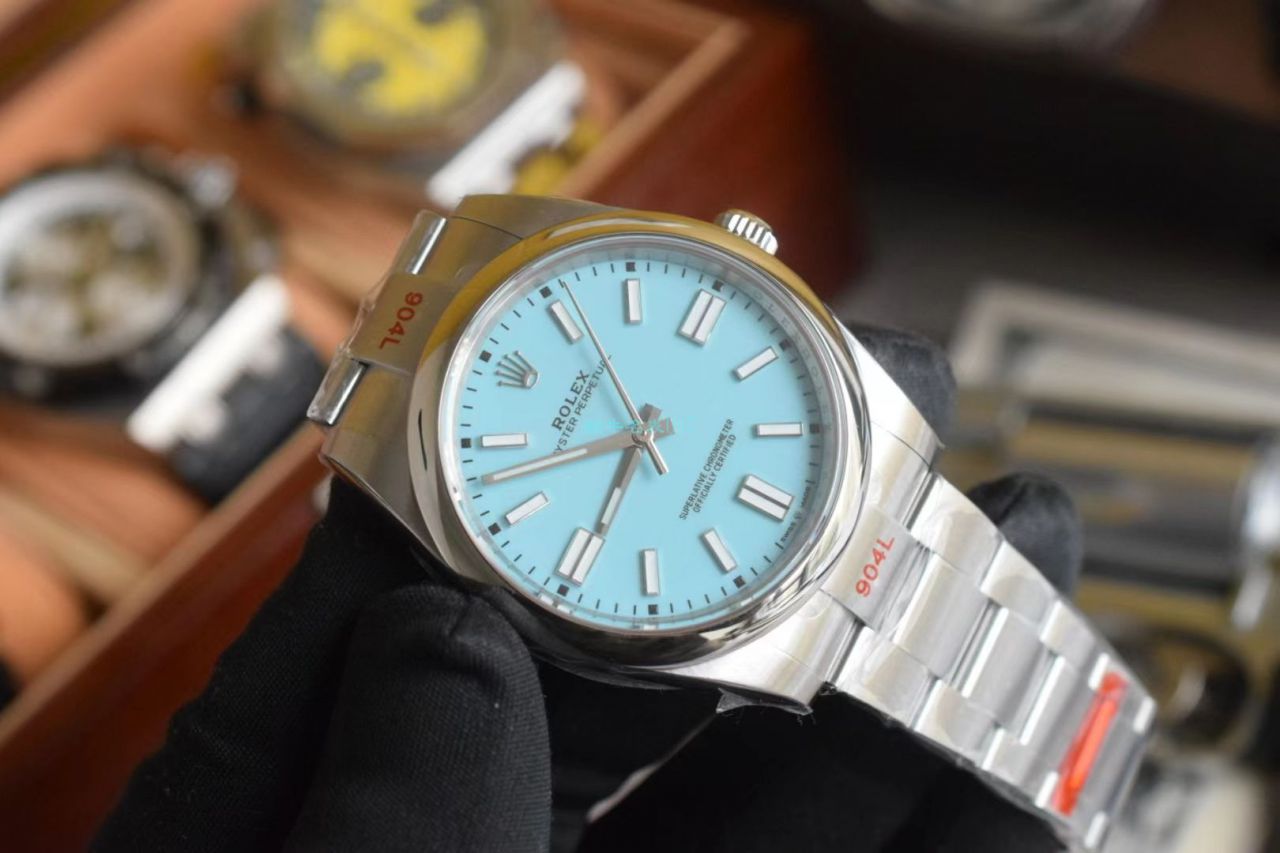【 Video analysis 】EW Factory  Rolex  oyster perpetual 动41蒂芙尼蓝m124300-0006 High quality  Replica Watches  / R722