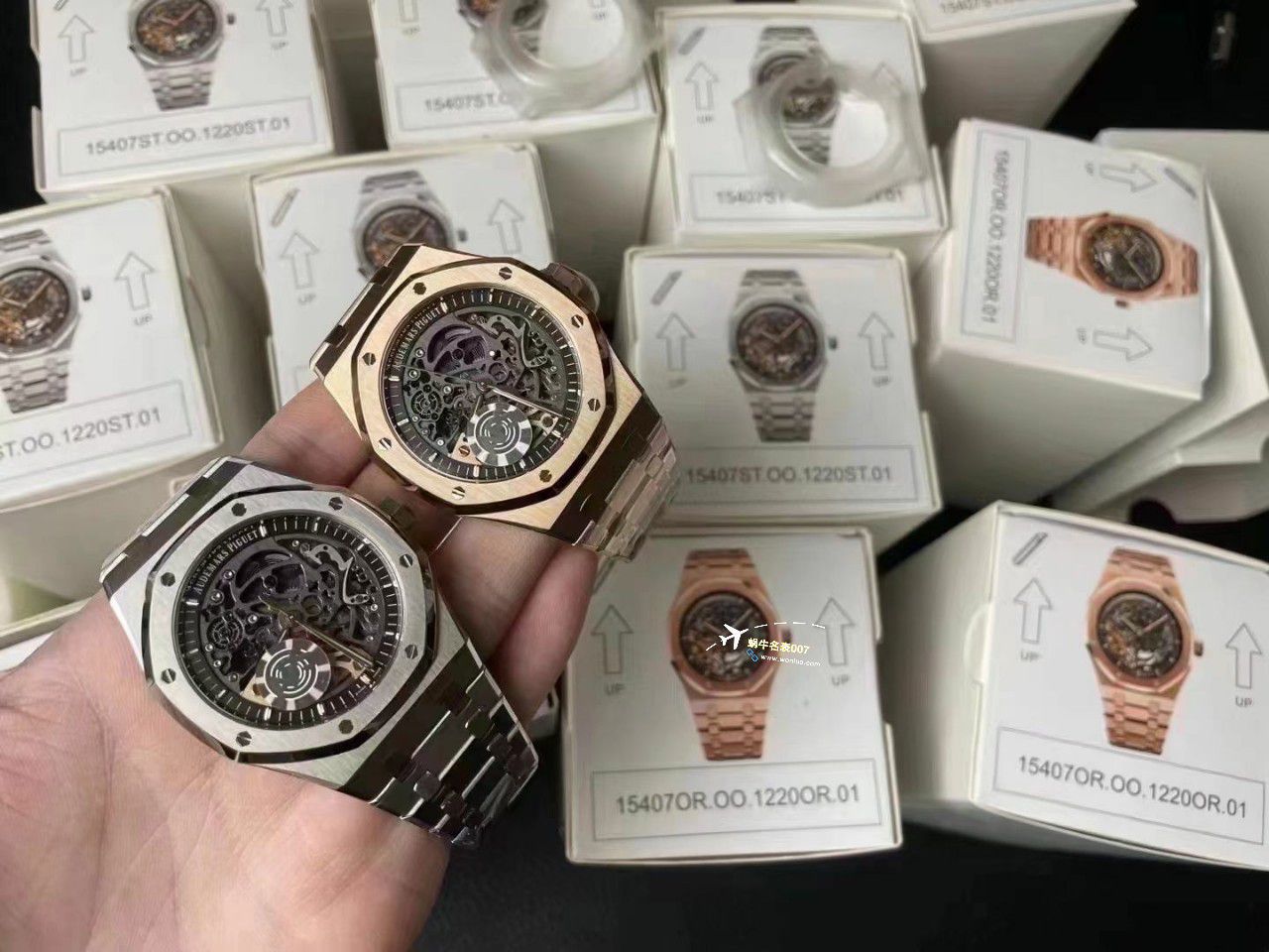 APS Factory Audemars Piguet 双摆轮镂空15407ST.OO.1220ST.01和15407OR.OO.1220OR.01 Perfect  High quality  Replica Watches  / AP232
