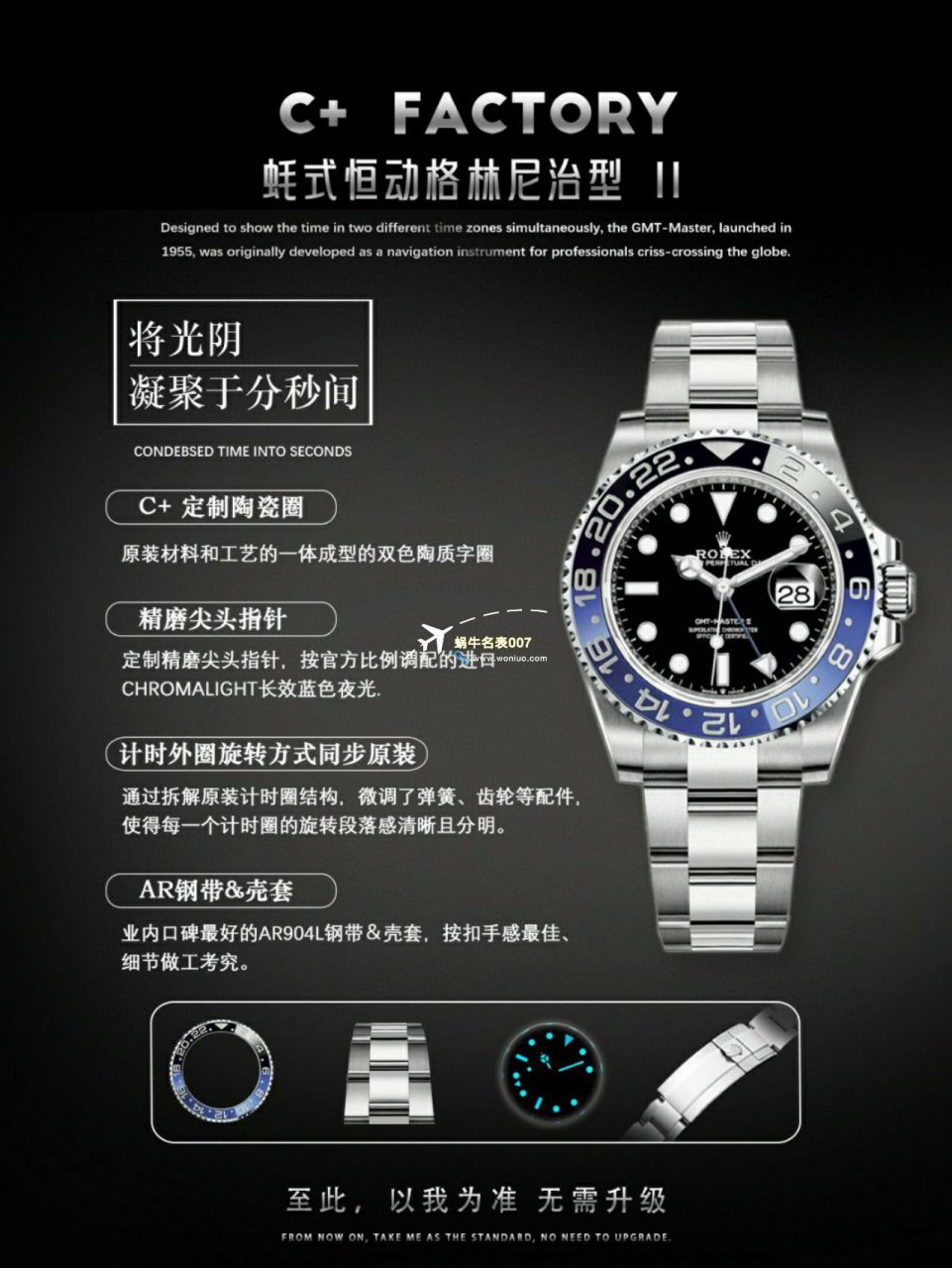 C+ Factory  top 1比1  Replica Watches  Rolex  GMT MASTER II系列m126715chnr-0001，m126711chnr-0002沙士圈大闸蟹，m126710blro-0001可乐圈，m126719blro-0002（陨石面） / R767