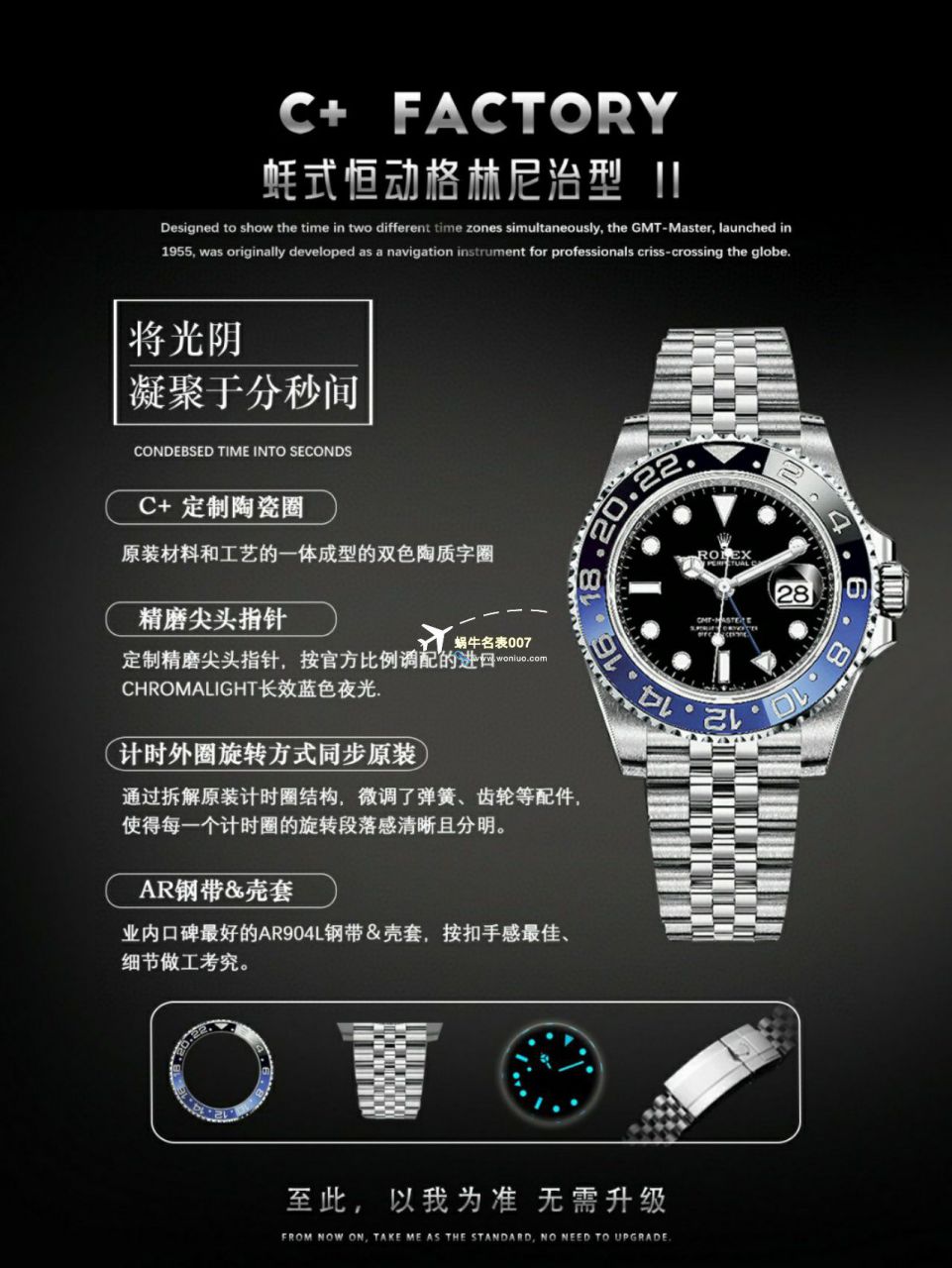 C+ Factory  top 1比1  Replica Watches  Rolex  GMT MASTER II系列m126715chnr-0001，m126711chnr-0002沙士圈大闸蟹，m126710blro-0001可乐圈，m126719blro-0002（陨石面） / R767
