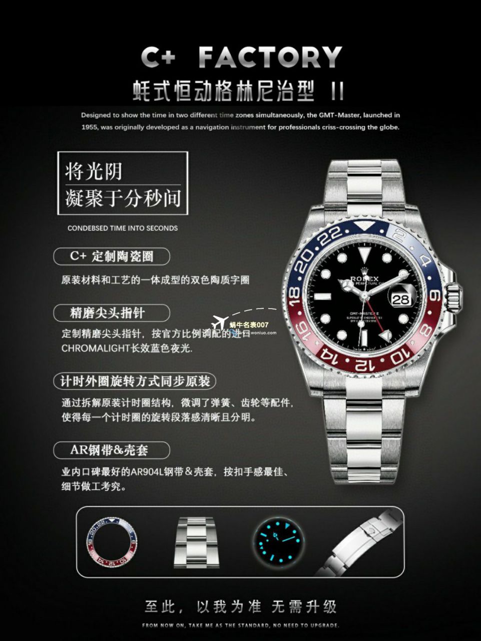 C+ Factory  top 1比1  Replica Watches  Rolex  GMT MASTER II系列m126715chnr-0001，m126711chnr-0002沙士圈大闸蟹，m126710blro-0001可乐圈，m126719blro-0002（陨石面） / R767