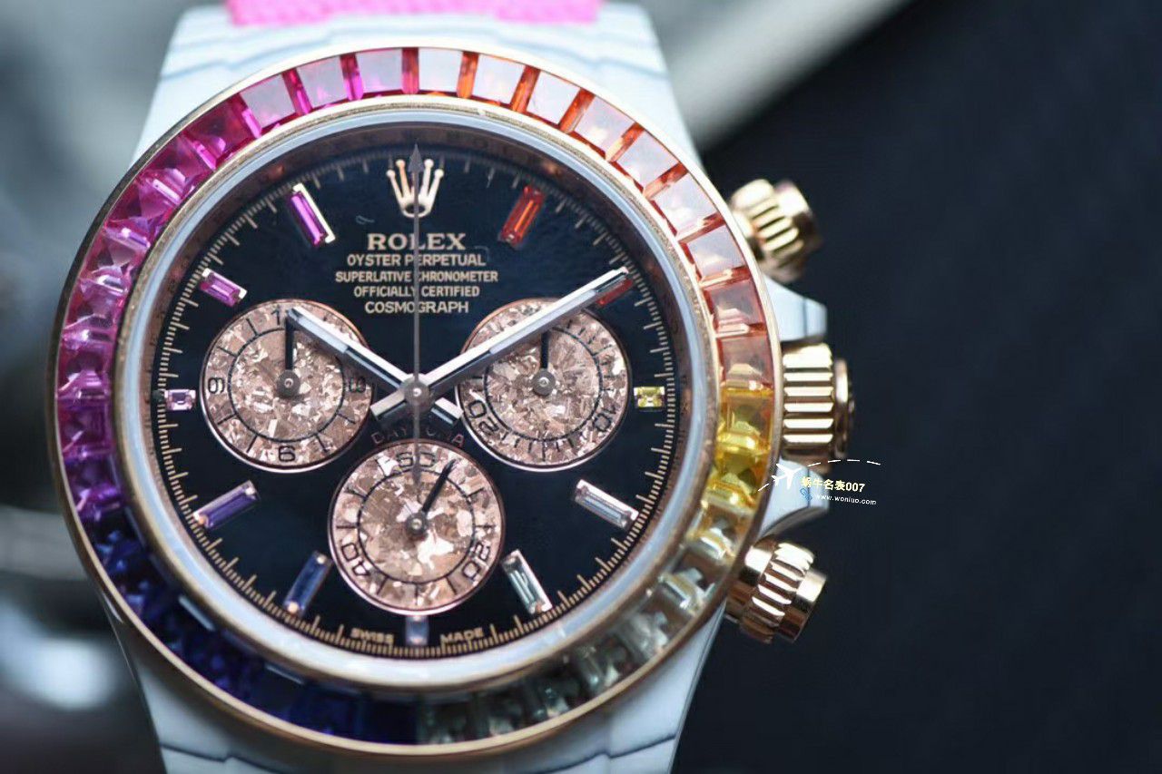 N Factory 出品‼️Diw 2023新作 Rolex 超级 carbon fiber  Ditongna 莫桑石 copy customized 版女表 / R770