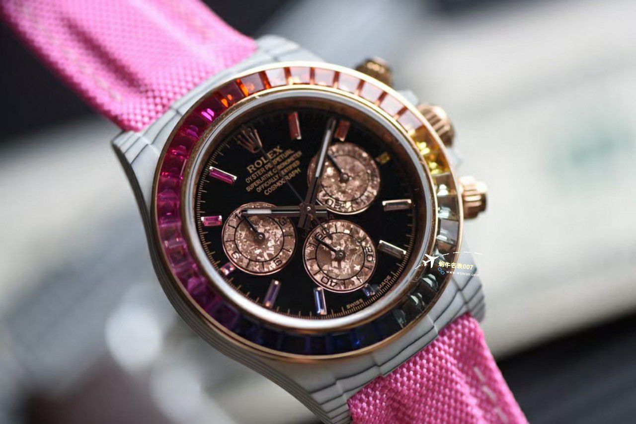 N Factory 出品‼️Diw 2023新作 Rolex 超级 carbon fiber  Ditongna 莫桑石 copy customized 版女表 / R770