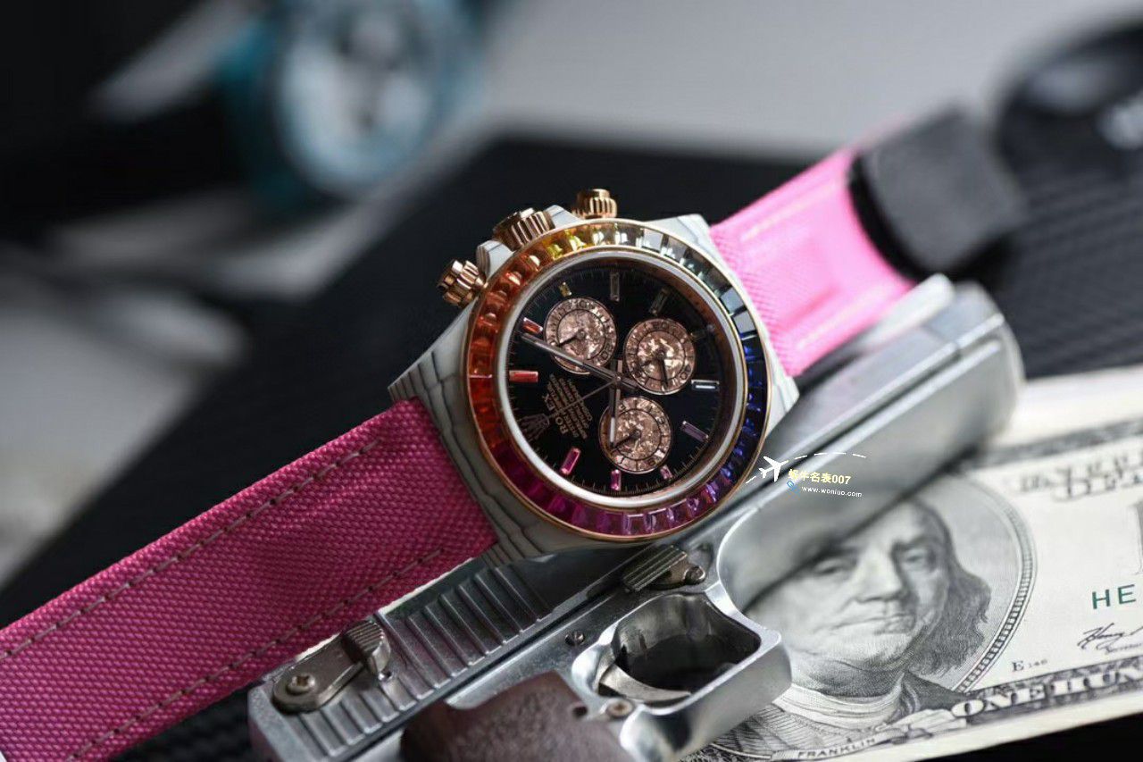 N Factory 出品‼️Diw 2023新作 Rolex 超级 carbon fiber  Ditongna 莫桑石 copy customized 版女表 / R770