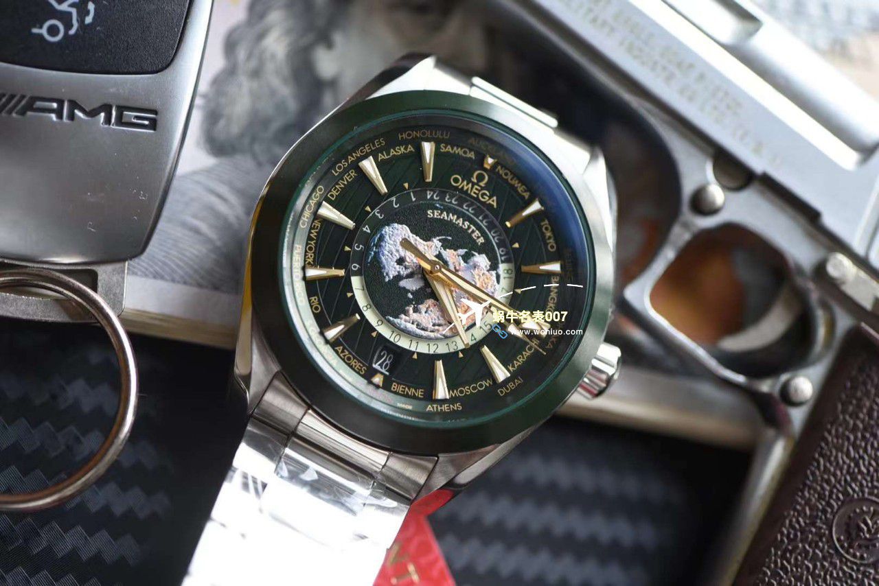 VS Factory OMEGA Seamaster 150世界时绿面盘 Perfect  Replica Watches 220.30.43.22.10.001 wrist watches  / M786
