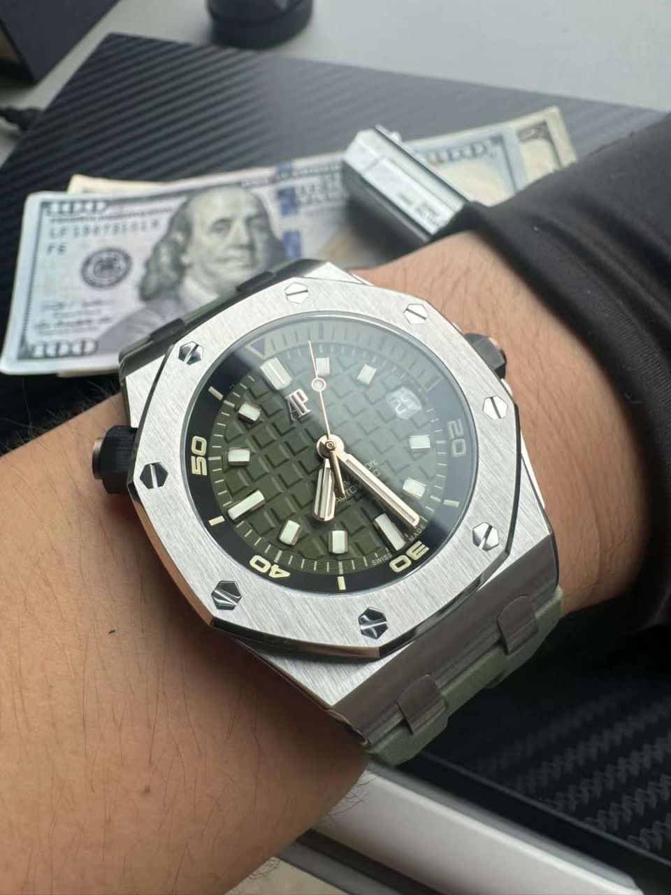  Video analysis APS Factory Audemars Piguet  Royal Oak Offshore  Replica Copy 15720ST.OO.A052CA.01 wrist watches (牛油果)，15720ST.OO.A009CA.01，15720ST.OO.A027CA.01，15720CN.OO.A002CA.01 / AP271