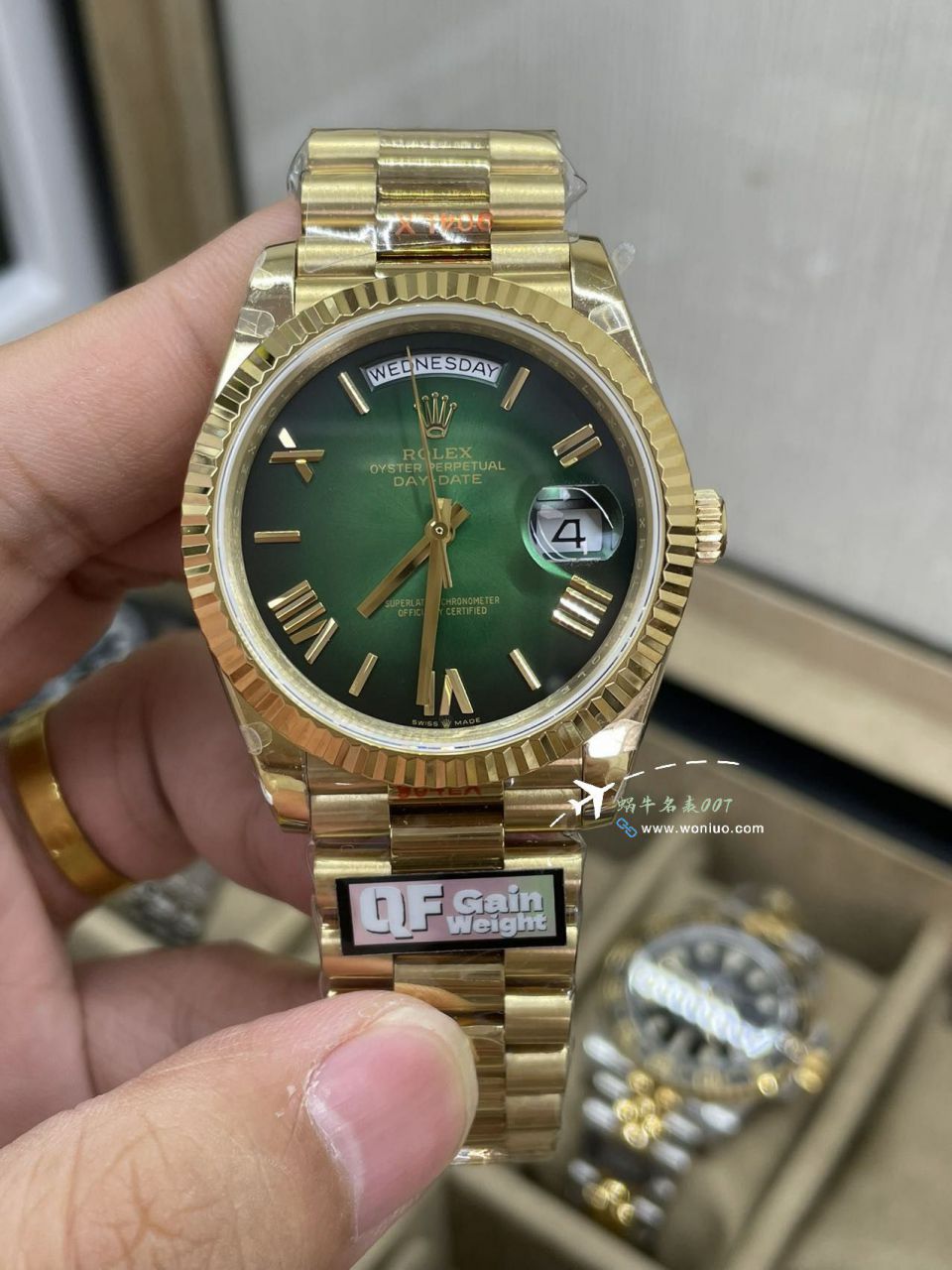 QF Rolex DD Day-Date  Adding weight 版本 Replica Copy 罗马烟熏绿m228238-0069，渐变蓝m228236-0024，渐变灰m228235-0055 / R857