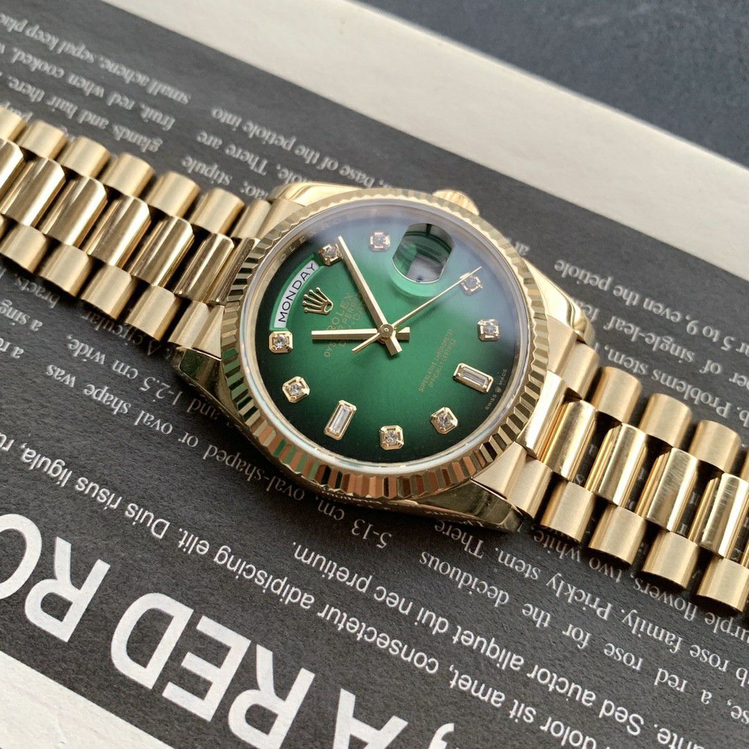  Rolex  Day-Date 型烟熏渐变绿 High quality   Replica Watches m128238-0069 wrist watches  / R888